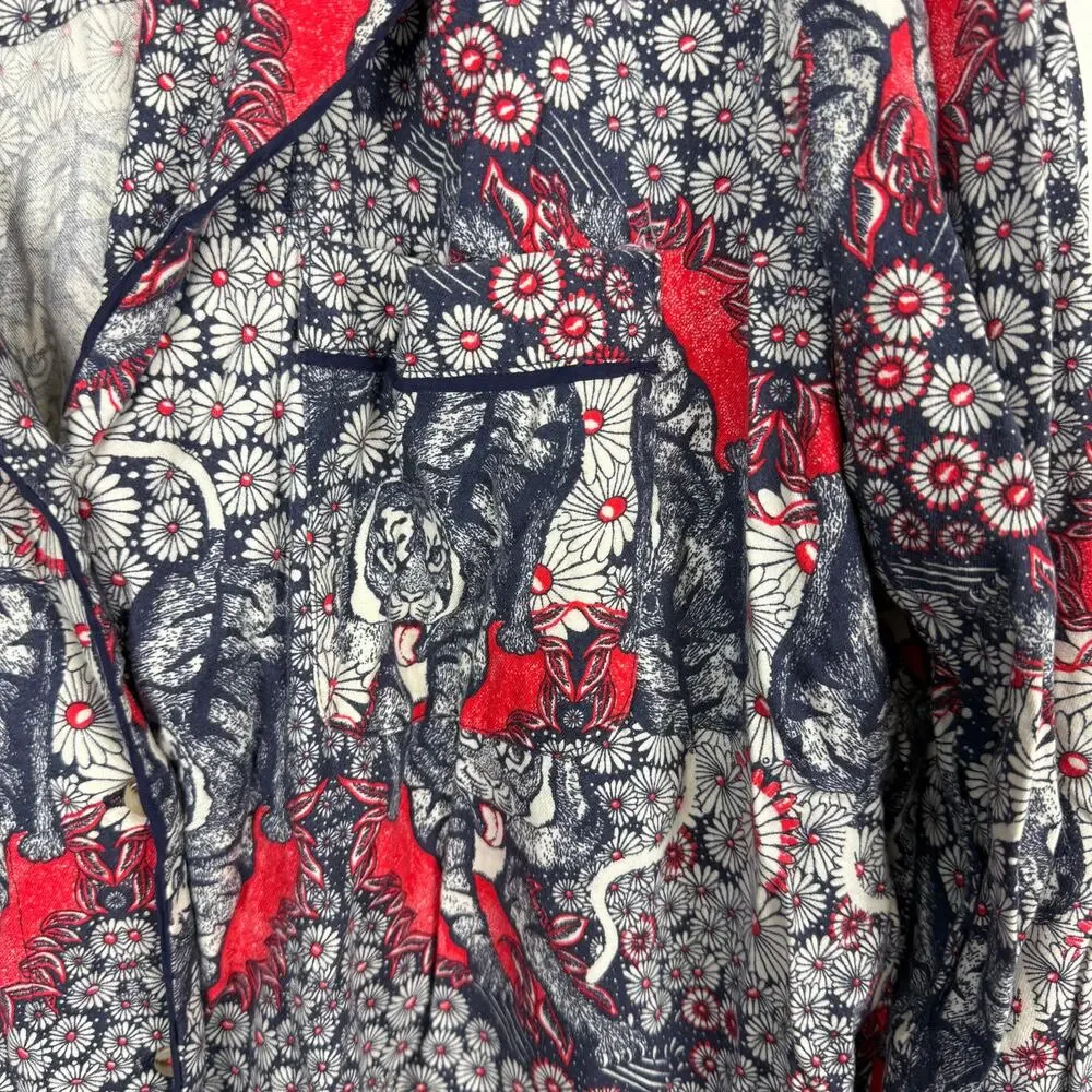 Anthropologie Florence Balducci Menagerie Pajama Top Tiger Print Flannel Sz XL